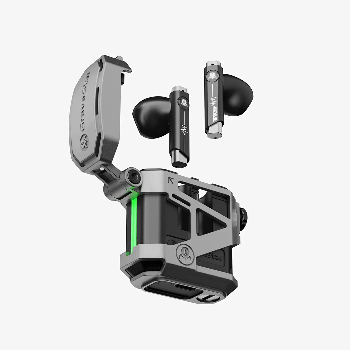 GravaStar Sirius P5 TWS Earbuds Defense Armor V2, Space Gray, True Wireless, Low Latency Gaming Mode, 40H Battery, ENC Mic, Fast Charging | P5_ARMOR_GRY_V2