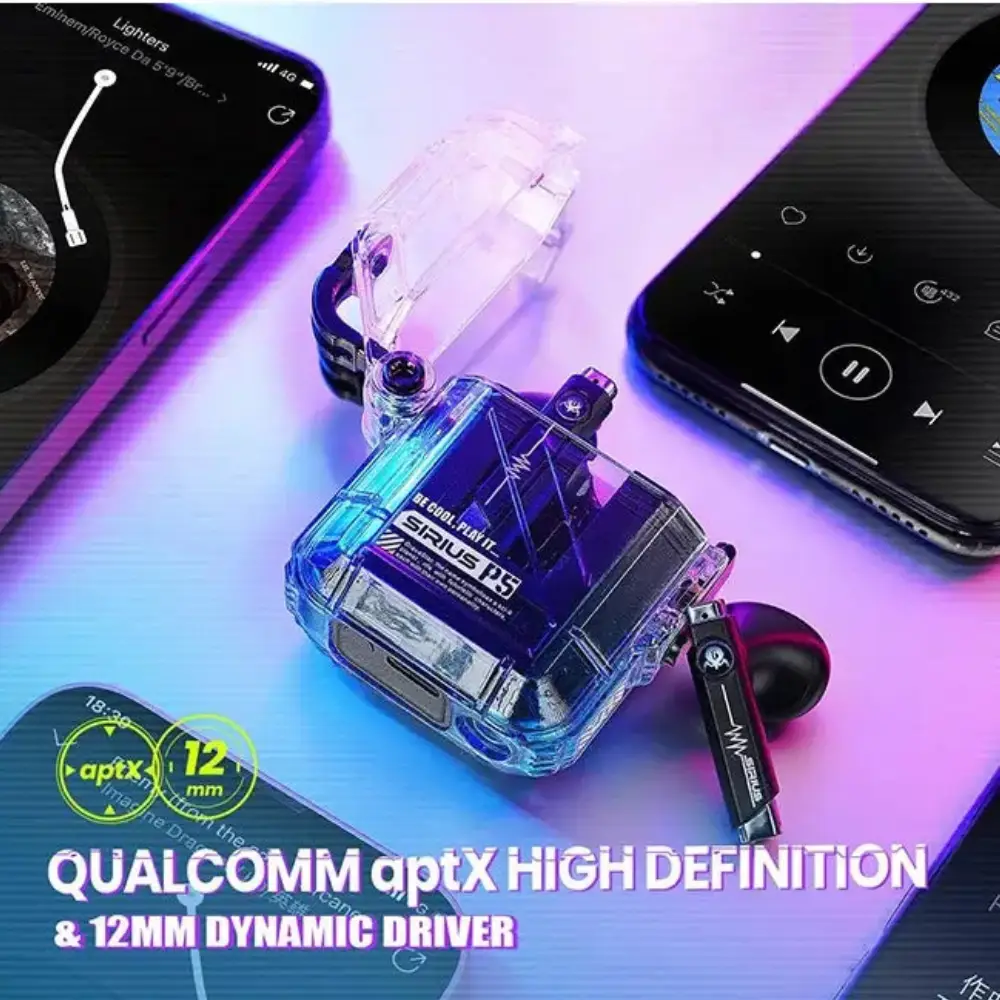 GravaStar Sirius P5 TWS Earbuds 3-in-1 Combo Set, True Wireless, Bluetooth 5.2, Low Latency Gaming Mode, 40H Battery, ENC Mic, Fast Charging