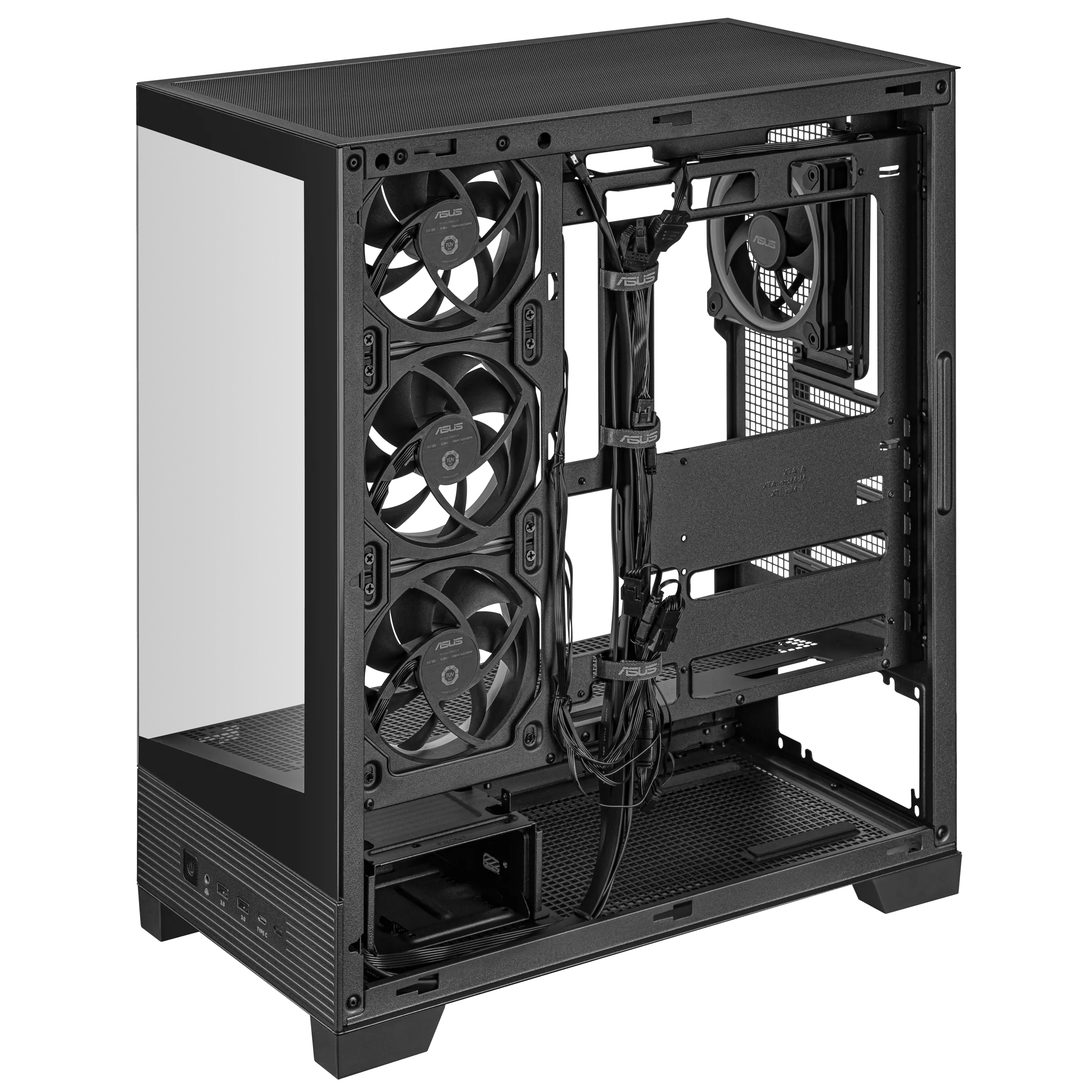 ASUS A31 PLUS ATX Case – Hidden Connector Support, 360mm Radiator, 380mm GPU, ARGB Fans & Panoramic Glass Design