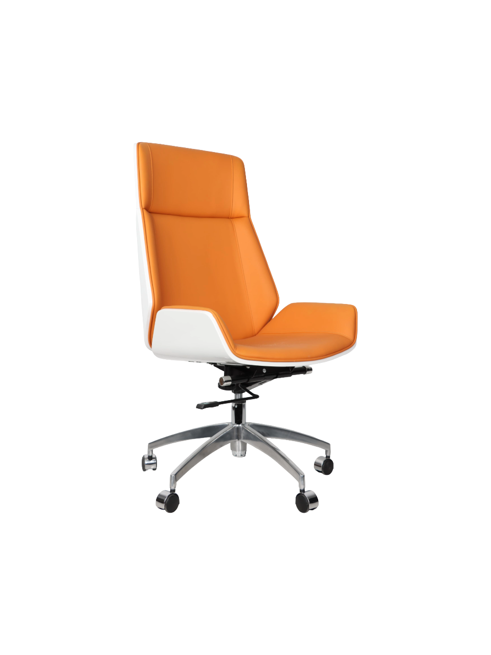 Modern Ergonomic Synthetic Leather Executive Swivel Office Chair – Adjustable Height Lift Chair with Metal Frame - Orange | D001O