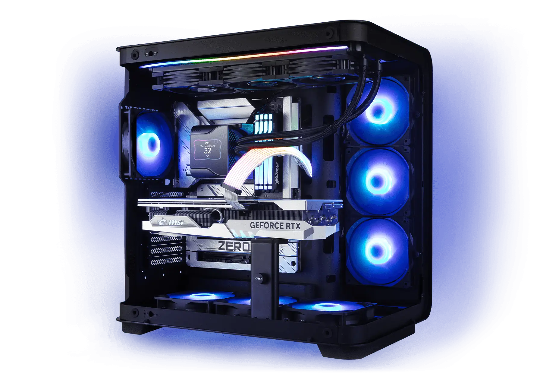 CarbonForge X9 Elite – AMD Ryzen 7 9800X3D, MSI RTX 5080 OC 16GB, 32GB DDR5 6000MHz, 1TB Gen5 SSD, MAG CoreLiquid A15 360, A1000GL PSU, MEG Maestro 700L Case