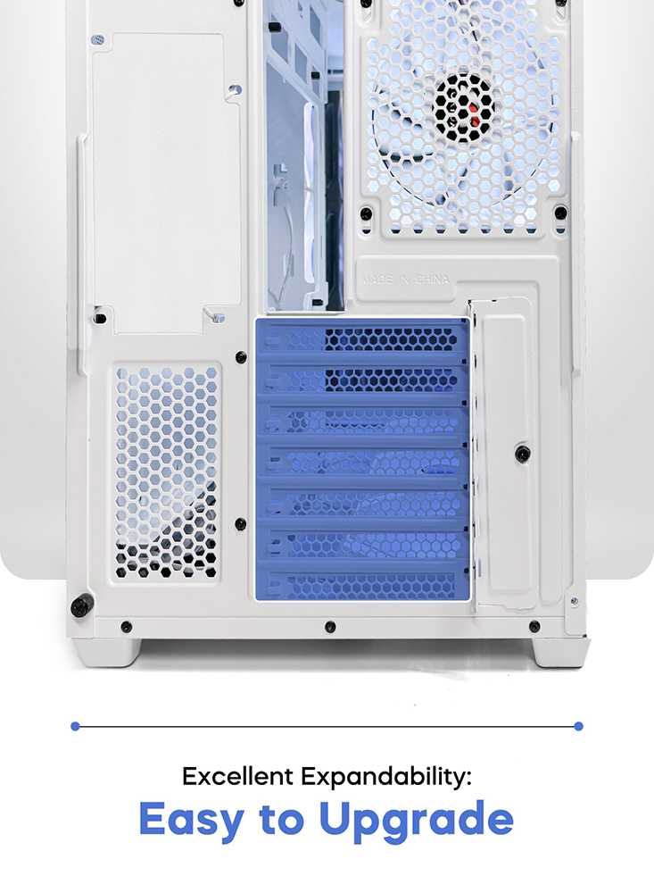 Tortox Curvo Gaming PC White Case ATX/M-ATX/ITX Gaming PC Case with 7x 120mm ARGB PWM Case Fans, 360MM Radiator Support, Type-C USB Port