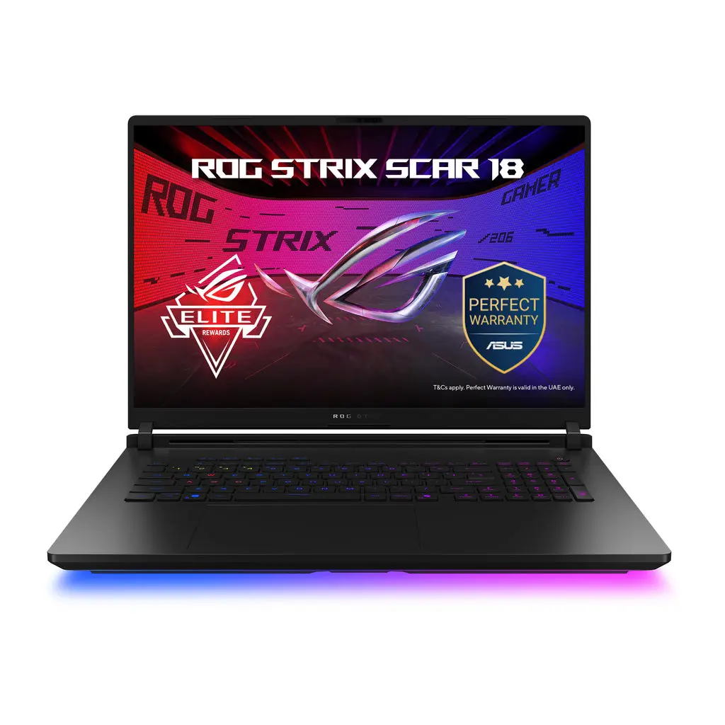 ASUS ROG Strix SCAR 18 G835LXG Gaming Laptop, Intel Core Ultra 9 290HX, 64GB RAM, 2TB SSD, 18-Inch WQUXGA ROG Nebula HDR Mini LED 240Hz Display, NVIDIA GeForce RTX 5090 24GB, Windows 11 Home, English-Arabic Keyboard, Black | 90NR0LF1-M00RP0