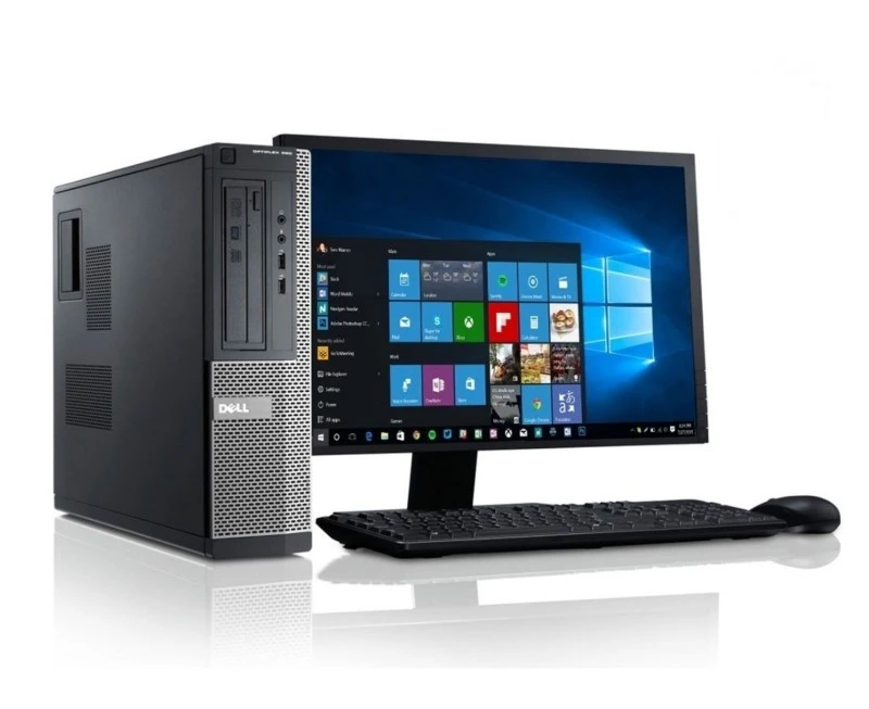 Used Dell OptiPlex Desktop, Intel Core i5 3rd Gen, 8GB RAM, 500GB HDD, 22" LED Monitor, Wired Keyboard & Mouse Bundle, Refurbished