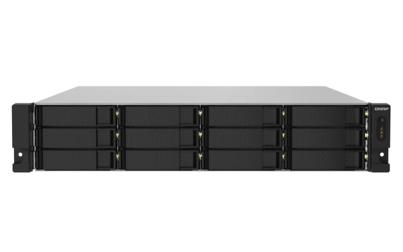 QNAP 12 Bay 2U Rackmount NAS - Ethernet LAN, 4GB UDIMM DDR4 Memory, 16GB RAM, 2x10GbE SFP+, 2.5 - 3.5" Drive, Black | TS-1232PXU-RP-4G