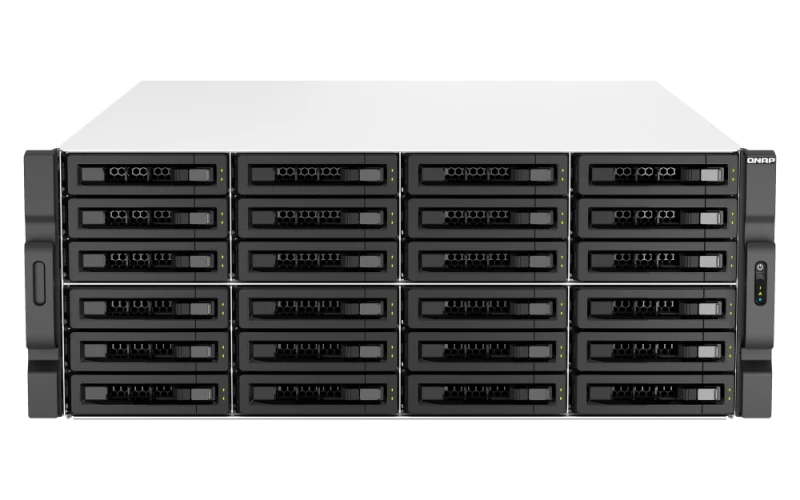 QNAP TS-h3087XU-RP-E2378-64G Diskless 30-Bay Rackmount NAS - Intel Xeon E-2378 8C 2.6GHz CPU, 64GB (4x16GB) 24x 3.5" SATA + 6x 2.5" SATA Bays, 2.5 Gigabit ETH Port, 800W PSU | TS-h3087XU-RP-E2378-64G