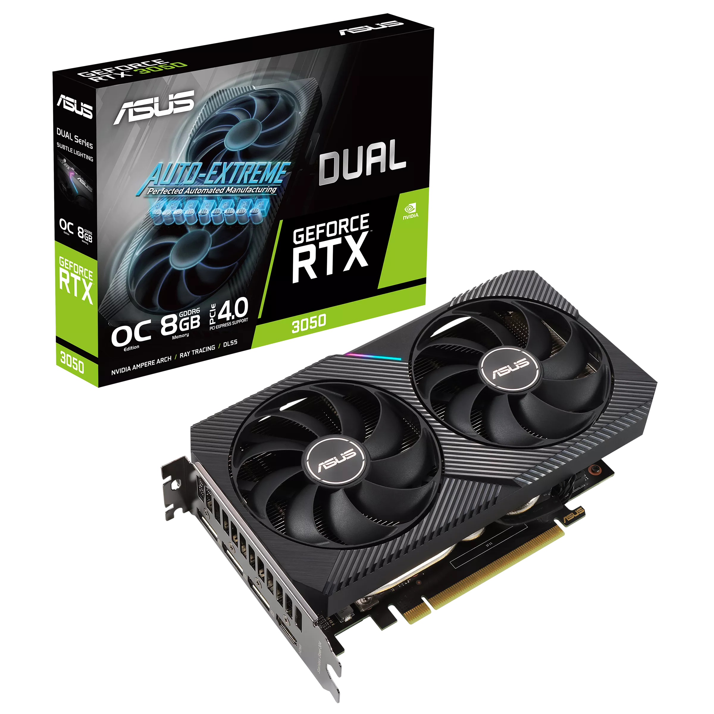 ASUS Dual GeForce RTX 3050 OC Edition, 8GB GDDR6, 1852 MHz Boost Clock, DLSS, Ray Tracing, PCIe 4.0 Graphics Card – 90YV0HH0-M0NA00