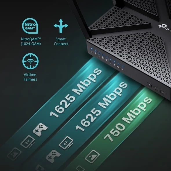 TP-Link Archer C4000 MU-MIMO Tri-Band Wi-Fi Router, AC4000, 1.8 GHz Quad-Core CPU, 8 Gigabit Ports, Smart Connect, Beamforming, Parental Controls, High-Speed Gaming & Streaming