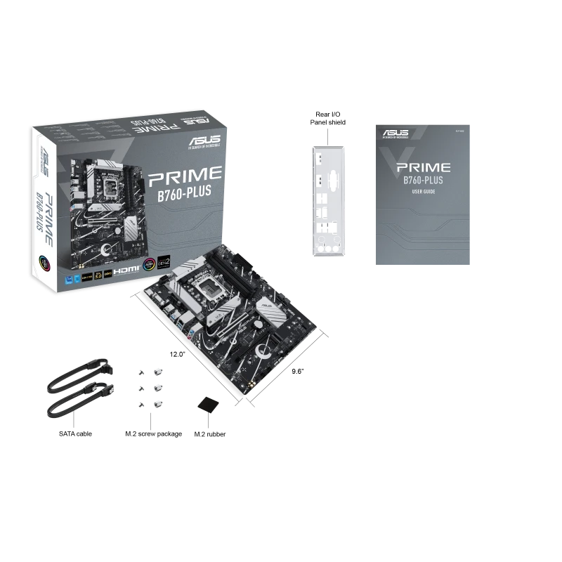 ASUS Prime B760-PLUS Motherboard, Intel LGA1700, B760 Chipset, DDR5 128GB, PCIe 5.0, 3×M.2, 2.5Gb LAN, ATX, USB 3.2, 90MB18C0-M0EAY0