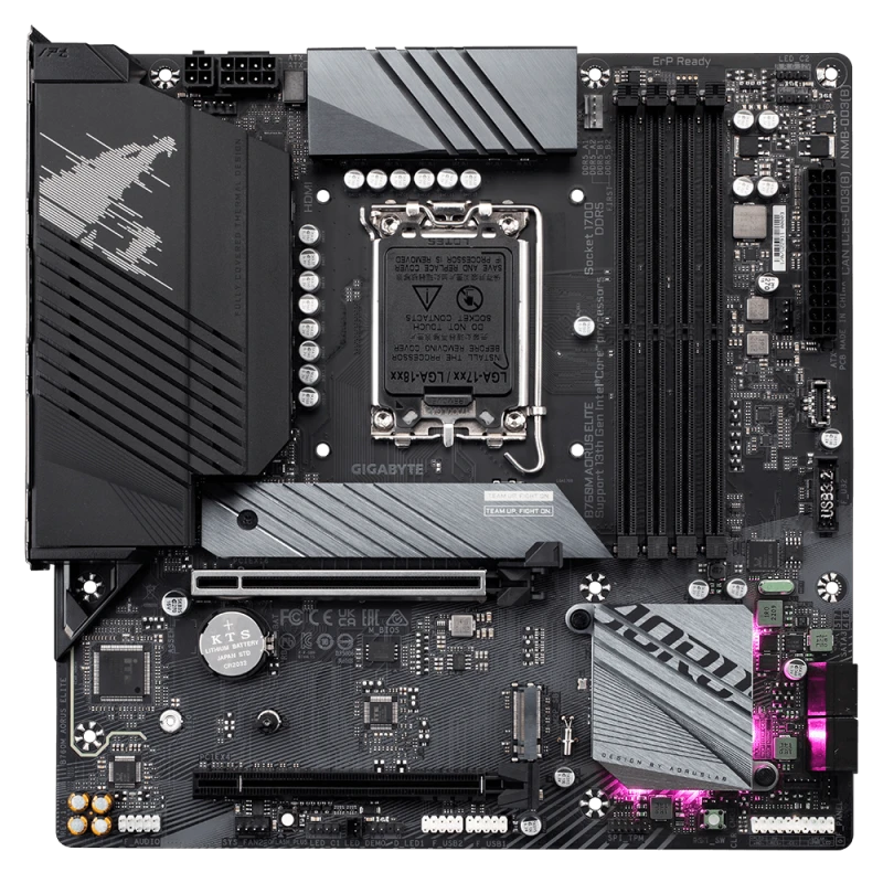 GIGABYTE B760M AORUS ELITE AX LGA 1700 DDR5 Micro‑ATX Motherboard – Twin 12+1+1 VRM, PCIe 4.0, Dual M.2, Wi‑Fi 6E, 2.5GbE LAN