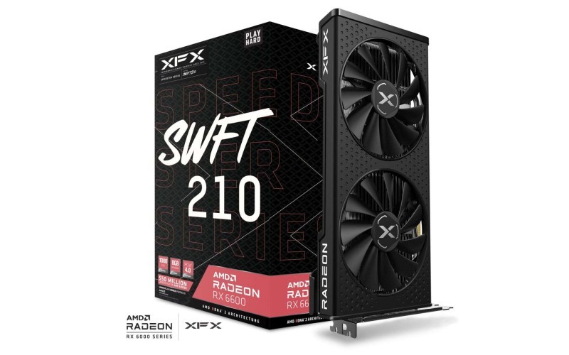 XFX Speedster SWFT 210 Radeon RX 6600 Graphics Card, 8GB GDDR6, 1792 Stream Cores, 128-bit, 2491 MHz Boost, PCIe 4.0, RDNA 2 | RX-66XL8LFDQ