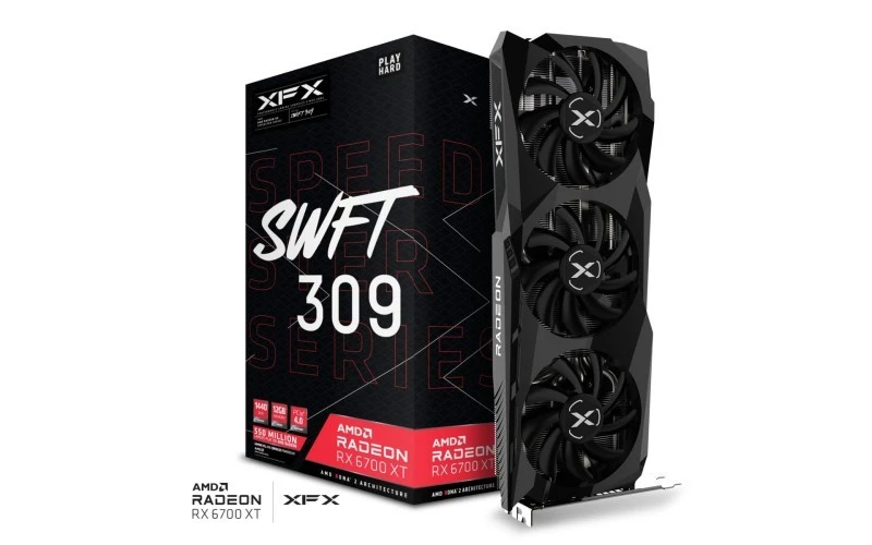 XFX Speedster SWFT 309 AMD Radeon RX 6700 XT Graphics Card, 12GB GDDR6, 256-bit, 40 CUs, 2581 MHz Boost, RDNA 2, HDMI, 3×DP | RX-67XTYJFDV