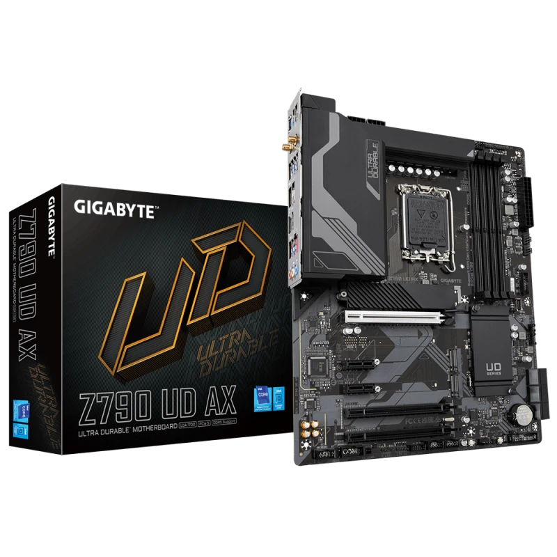 Gigabyte Z790 UD AX LGA1700 ATX Motherboard, DDR5, Up to 192GB, PCIe 5.0, Dual M.2, 10Gb Ethernet, USB 3.2 Gen 2, Intel Z790 Chipset, Wi-Fi 6E