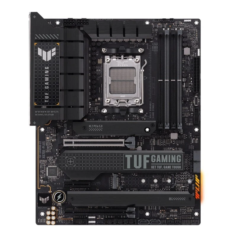 ASUS TUF GAMING X670E-PLUS Motherboard, AMD AM5 Socket, X670E Chipset, DDR5 128GB, PCIe 5.0, 4x M.2, Wi-Fi 6E, 10Gb LAN, ATX Form Factor