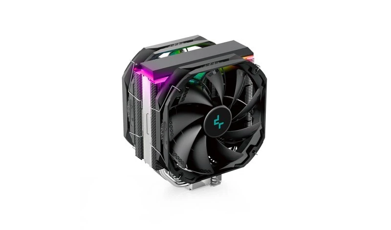 DeepCool AS500 PLUS CPU Cooler, 5 Copper Heat-Pipes, Dual 140mm FDB Fans, ARGB, Black