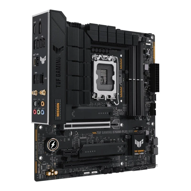 ASUS TUF GAMING B760M-PLUS WIFI Motherboard, Intel LGA1700, B760 Chipset, DDR5, PCIe 5.0, Wi-Fi 6, 2x M.2, 2.5Gb LAN, USB-C, mATX