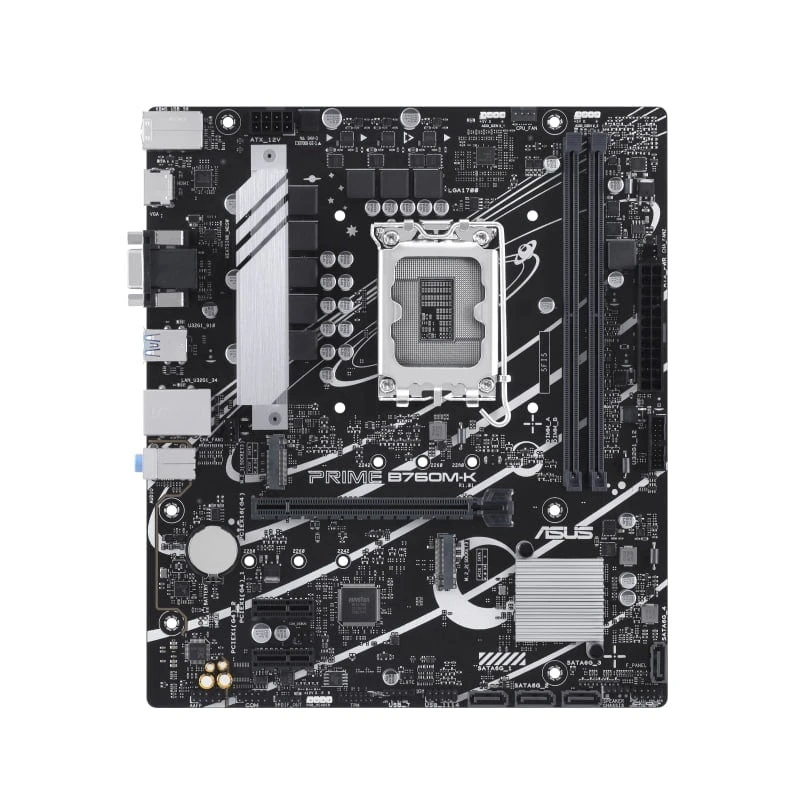 ASUS PRIME B760M-K Motherboard, Intel LGA1700, B760 Chipset, DDR5, PCIe 4.0, 2x M.2, VGA, HDMI, 2.5Gb LAN, mATX