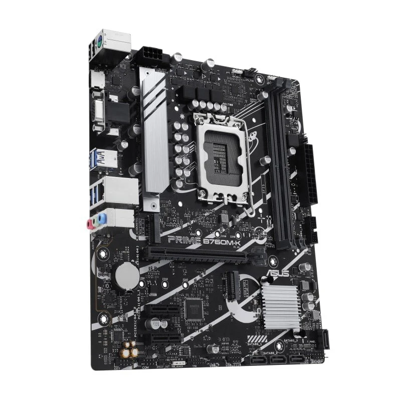ASUS PRIME B760M-K Motherboard, Intel LGA1700, B760 Chipset, DDR5, PCIe 4.0, 2x M.2, VGA, HDMI, 2.5Gb LAN, mATX