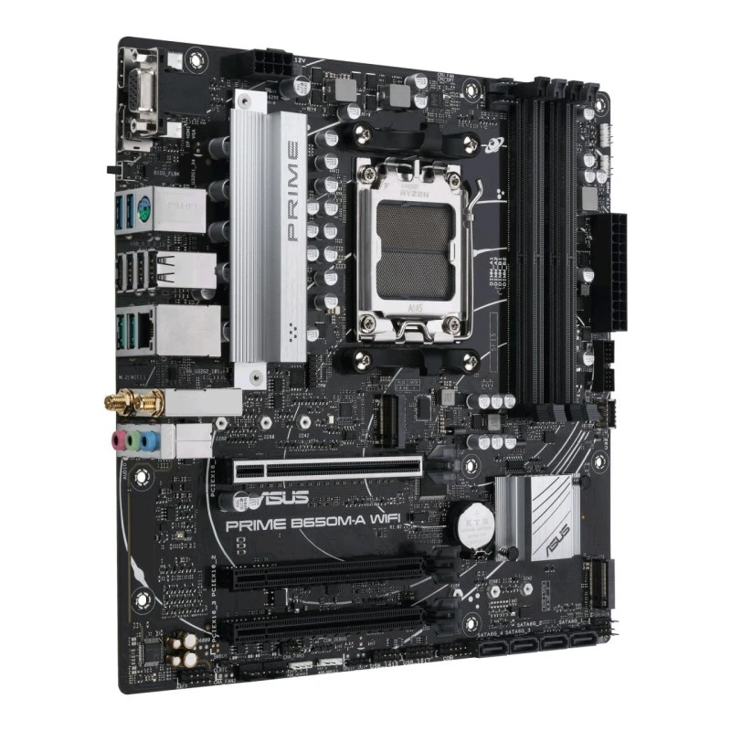 ASUS PRIME B650M-A WIFI AM5 Micro-ATX Motherboard, DDR5 128GB, PCIe 5.0 M.2, Wi-Fi 6, 2.5Gb LAN, HDMI/DP/VGA, Aura Sync RGB