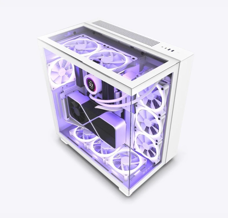 NZXT H9 Elite Dual-Chamber Mid-Tower PC Case, Tempered Glass, Black, High Airflow, Cable Management, Liquid Cooling Support, RGB Lighting