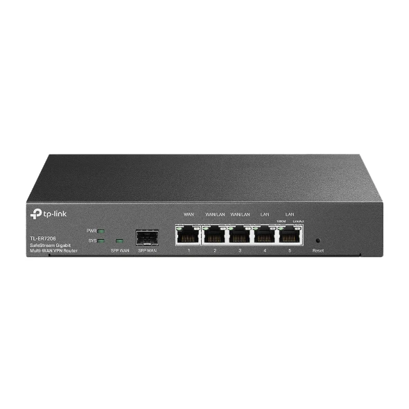 TP‑Link TL‑ER7206 SafeStream Gigabit Multi‑WAN VPN Router – 1‑SFP, 5‑Gigabit Ports, 100 IPsec/50 OpenVPN Tunnels – Omada SDN, Bandwidth Control, SPI Firewall