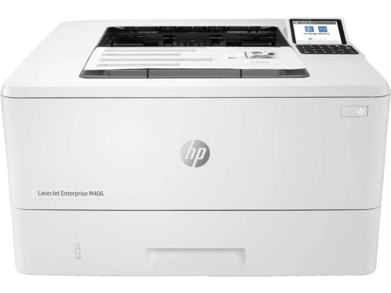 HP LaserJet Enterprise M406dn Mono Laser Printer, A4, 42ppm, Duplex Printing, Network Ready, 2-Line LCD, High-Speed USB, Auto On/Off Technology