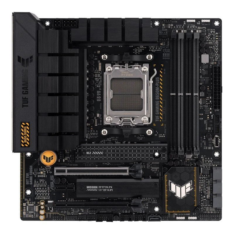ASUS TUF GAMING B650M-PLUS AM5 Micro-ATX Motherboard, DDR5 128GB, PCIe 5.0 M.2, HDMI, DP, 2.5G LAN, USB 3.2, Aura Sync RGB