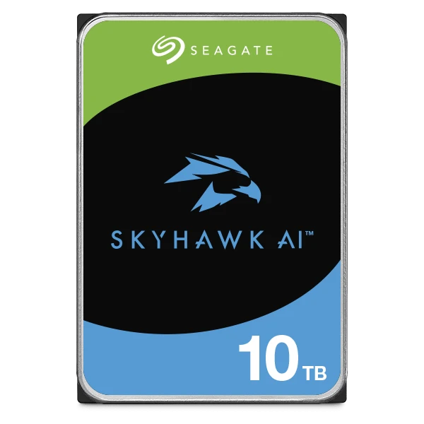 Seagate 10TB SkyHawk AI 7200 Rpm 3.5" Internal Surveillance HDD (Retail), SATA III 6 Gb/s Interface, 256MB Cache Memory, 245 MB/s Max Sustained Transfer Rate, 2 Million Hours MTBF | ST10000VE001