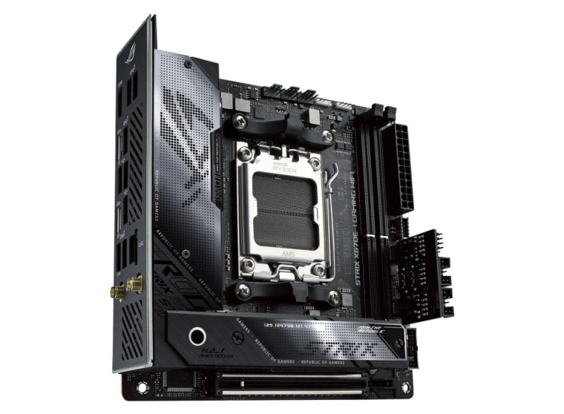 ASUS ROG STRIX X670E-I GAMING WIFI Motherboard, AMD AM5, DDR5 64GB, PCIe 5.0, 2x M.2, Wi-Fi 6E, Mini-ITX, X670E Chipset